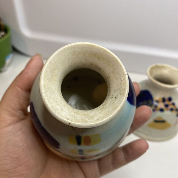 Ann McNulty Enniskillen Irish Studio Pottery Vase Graphic Pastel Abstract Modern - Picture 5 of 13